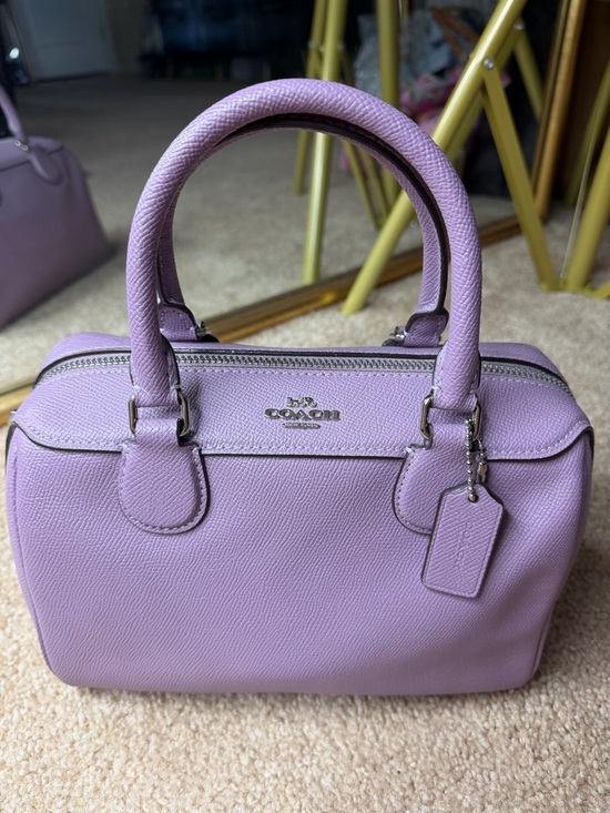 Coach Handbags - Coach Mini Bennett Satchel Lavender Crossbody Bag Lilac Leather Top Handle Purse